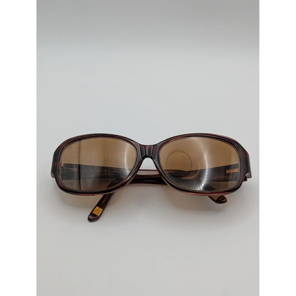 Saks Fifth Avenue 69/S Sunglass Frames Only Brown Floral Inlay Temples 57-15-135
